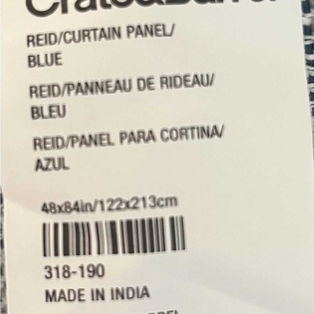 Crate and Barrel Reid Curtain Blue - Picture 3 of 5